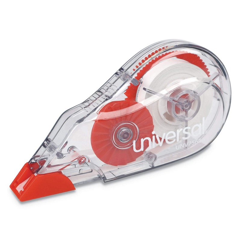 Universal UNV75616 02 in x 315 in NonRefillable Correction Tape Dispenser TransparentRed 10Pack