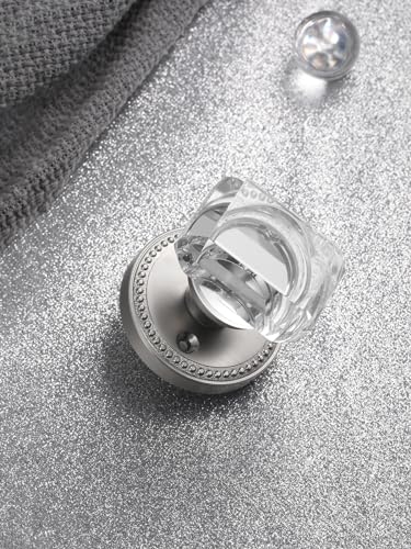 SORWDUERM Satin Nickel Door Knobs Crystal Door Knob Brushed Nickel Passage Door Knobs Square Glass Silver Interior Door Knob for Hall and Closet 2 Pack - Image 3