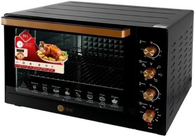AFRA Electric Oven Toaster, 55L, 1900w Convection Rotisserie & Oven Lamp, 4 Knobs Tray, Rack, Handle, 7-Functions control, Adjustable Thermostat 70 to 250C, AF-5519OTBK, 2-Year Warranty - Image 5