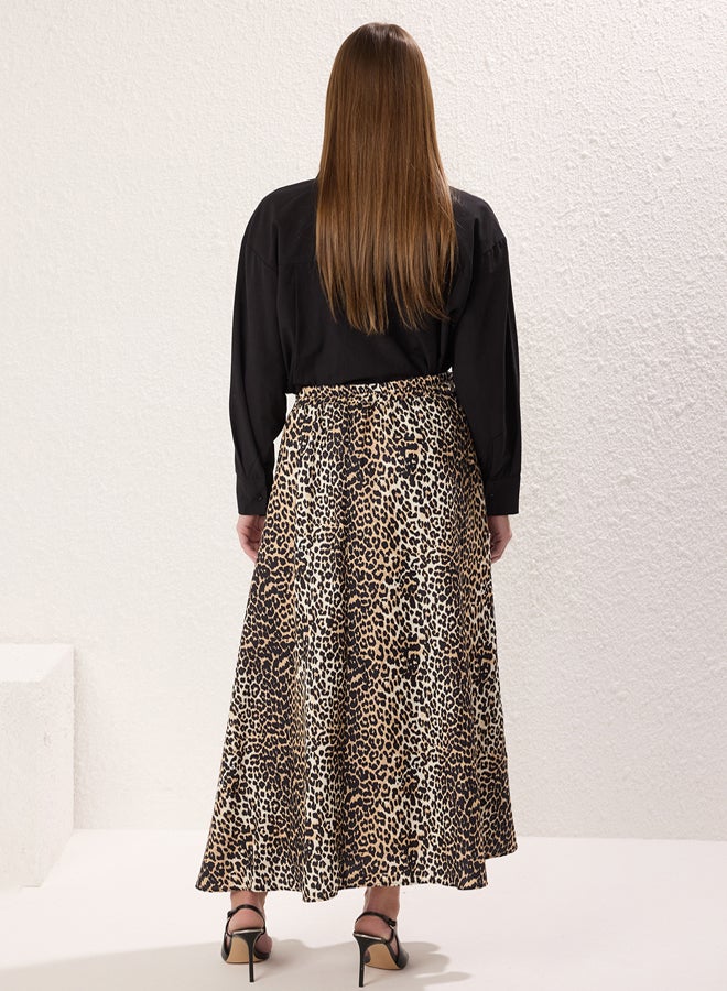 trendyol Brown Leopard Patterned Woven Skirt - Image 4