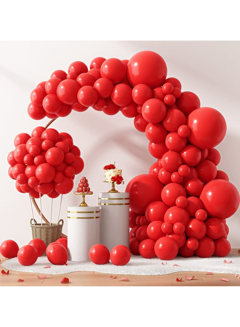 129pcs Red Balloons Different Sizes 18 12 10 5 Inch for Garland Arch, Premium Red Latex Balloons for Birthday Party Wedding Valentine's Day Baby Shower Party Decoration - Image 1