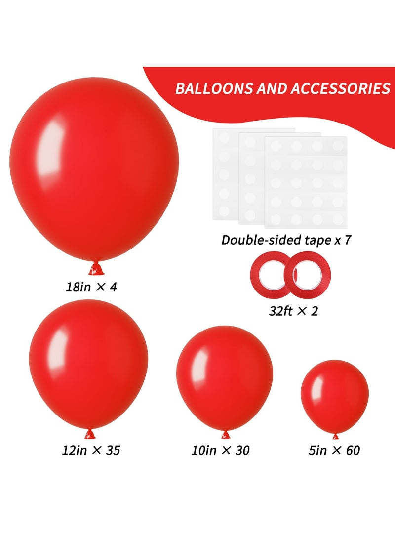 129pcs Red Balloons Different Sizes 18 12 10 5 Inch for Garland Arch, Premium Red Latex Balloons for Birthday Party Wedding Valentine's Day Baby Shower Party Decoration - Image 2