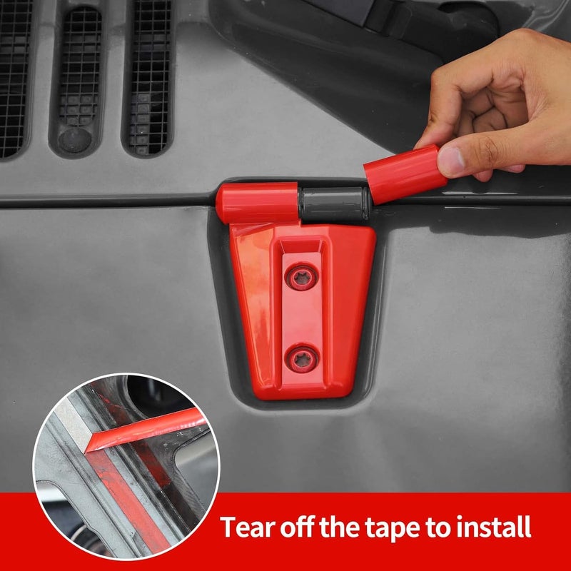 Hoolcar 12PC Door Hinge Cover Trim Kit for 2007-2017 Jeep Wrangler JK JKU - Red - Image 5