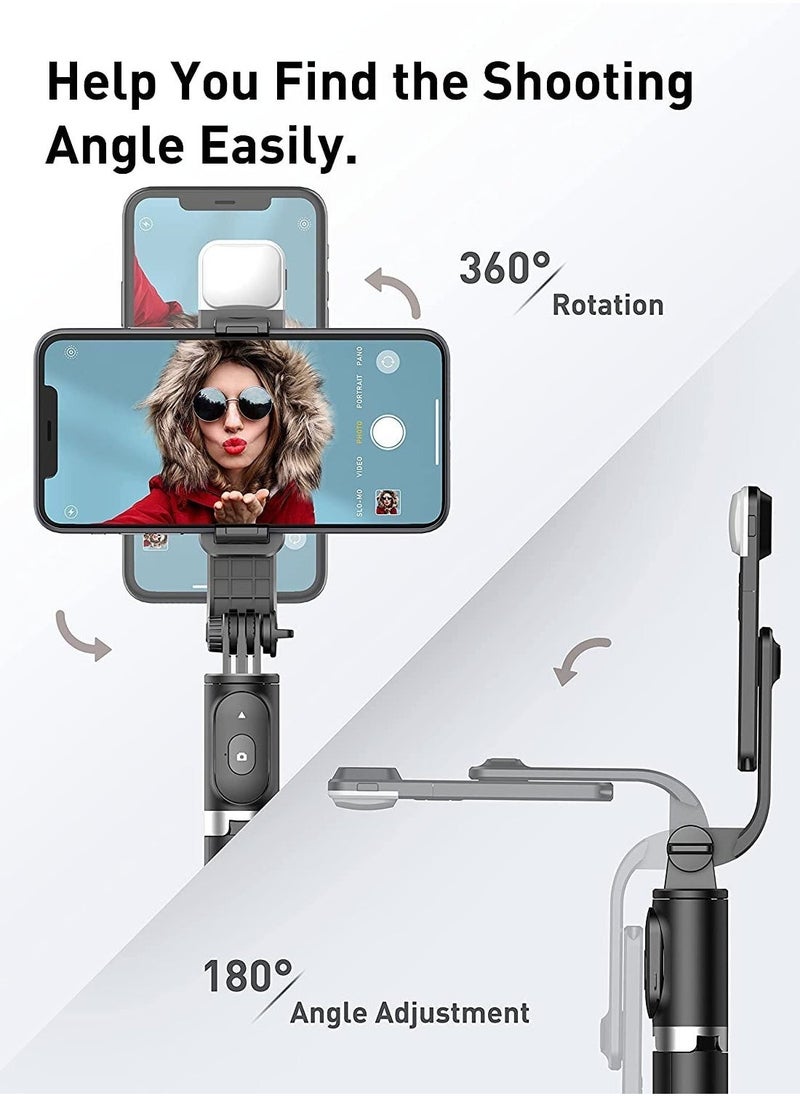 Raxoom Bluetooth Extendable Selfie Sticks with LED Fill Light Wireless Remote and Tripod Stand 3-in-1 Multifunctional Selfie Stick Portable Lightweight Compatible with All Smartphones (Black-Fill Light) - Image 2