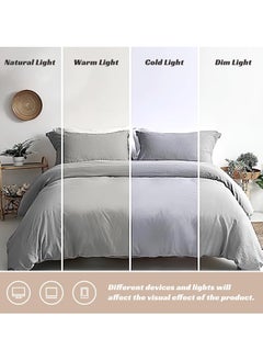 INFOSUN Duvet Cover Set King Size 4 Pcs, Include 1 Quilt Cover 220 x 240cm & 2 Pillow Cases 50 x 75cm & 1 Bedsheet 230 x 250cm, Super Soft Quality Cotton Bedding Set, NO Comforter - Haze Gray  - Image 5