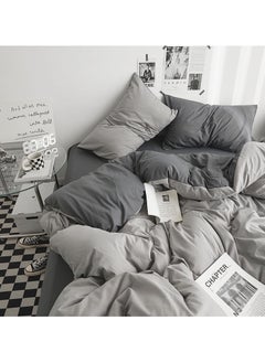 INFOSUN Duvet Cover Set King Size 4 Pcs, Include 1 Quilt Cover 220 x 240cm & 2 Pillow Cases 50 x 75cm & 1 Bedsheet 230 x 250cm, Super Soft Quality Cotton Bedding Set, NO Comforter - Haze Gray  - Image 3