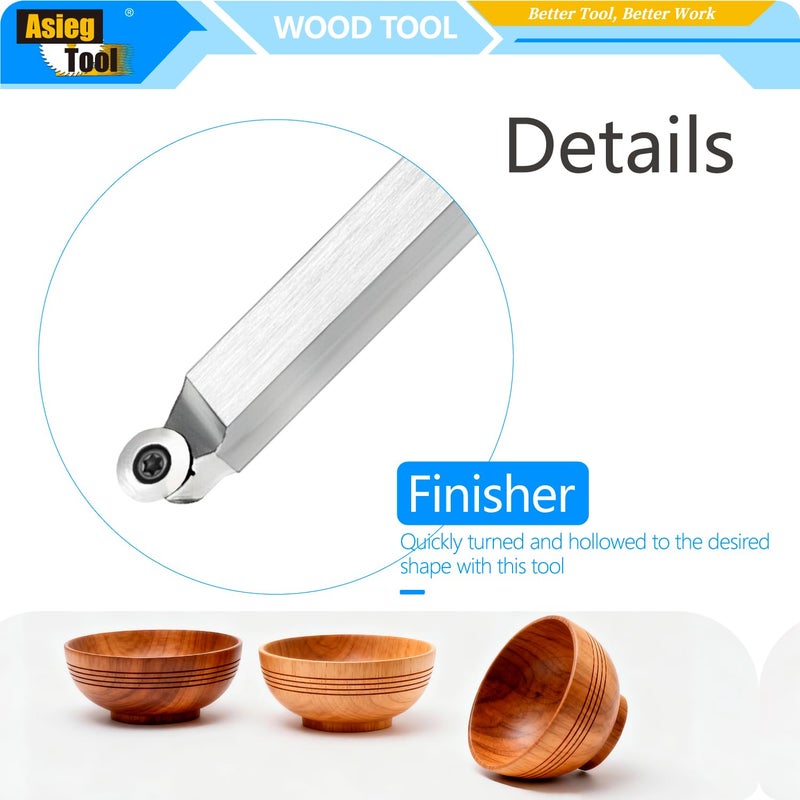 Asieg Tool Wood Lathe Turning tools 19.68 Inches Finisher Carbide Tipped Lathe Chisel Tool Bar With Ci3 12mm Round Carbide Insert Cutter for Wood Hobbyist or DIY or Carpenter - Image 4