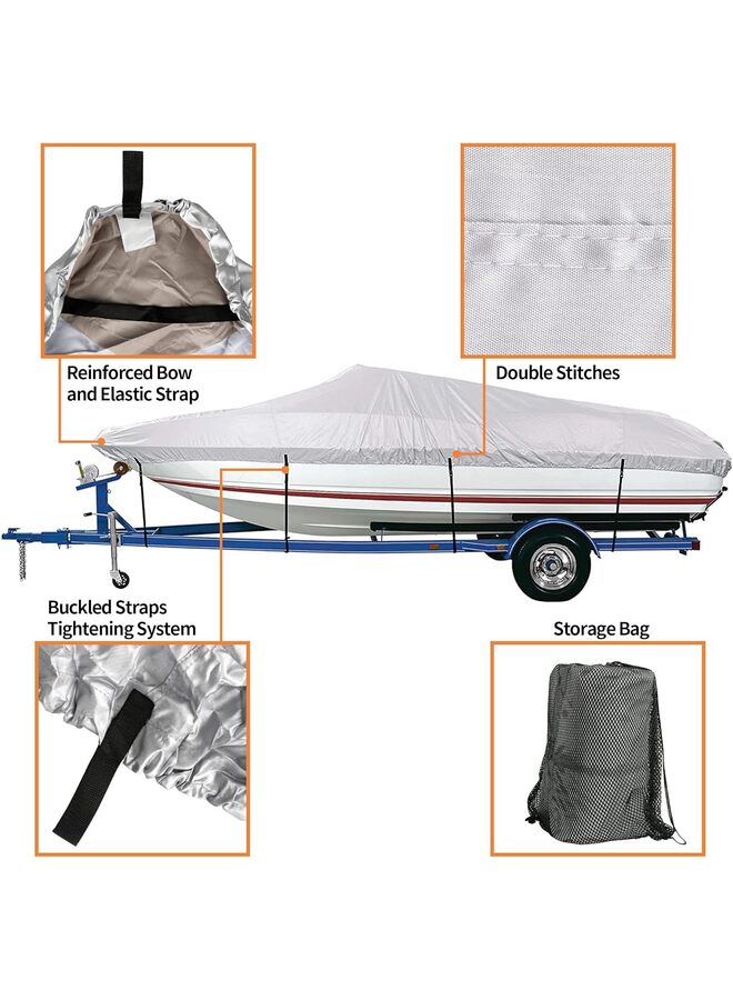 LAMAY Heavy Duty 600D Marine Grade Polyester Canvas Trailerable Waterproofing Boat Cover,Fits V-Hull,Tri-Hull, Runabout Boat Cover (Length:17'-19') (Color : Gray) - Image 2