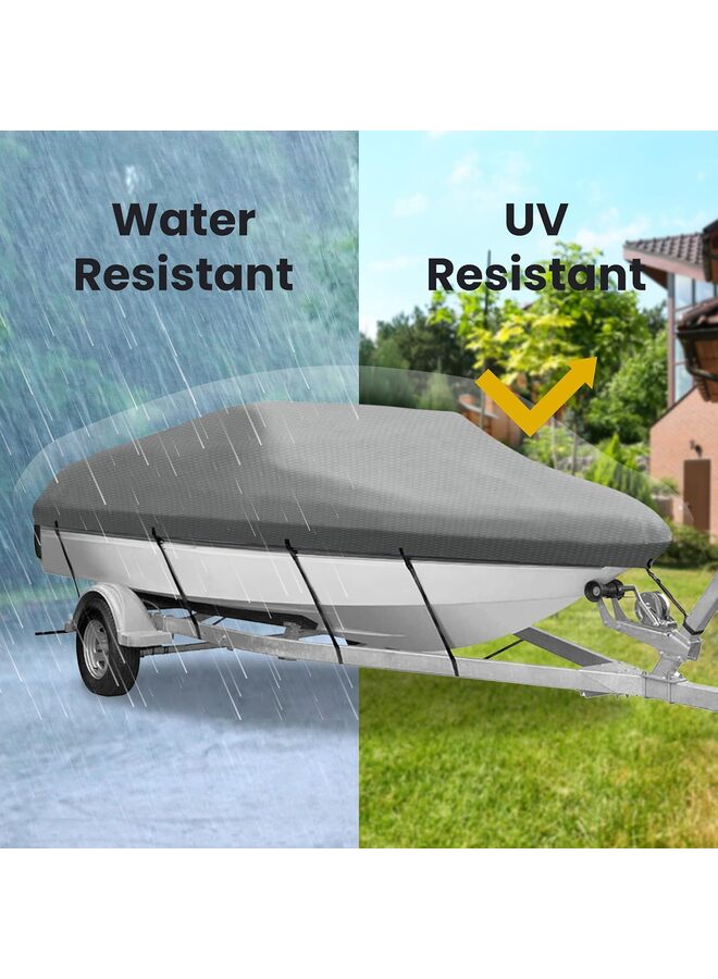 LAMAY Heavy Duty 600D Marine Grade Polyester Canvas Trailerable Waterproofing Boat Cover,Fits V-Hull,Tri-Hull, Runabout Boat Cover (Length:17'-19') (Color : Gray) - Image 5