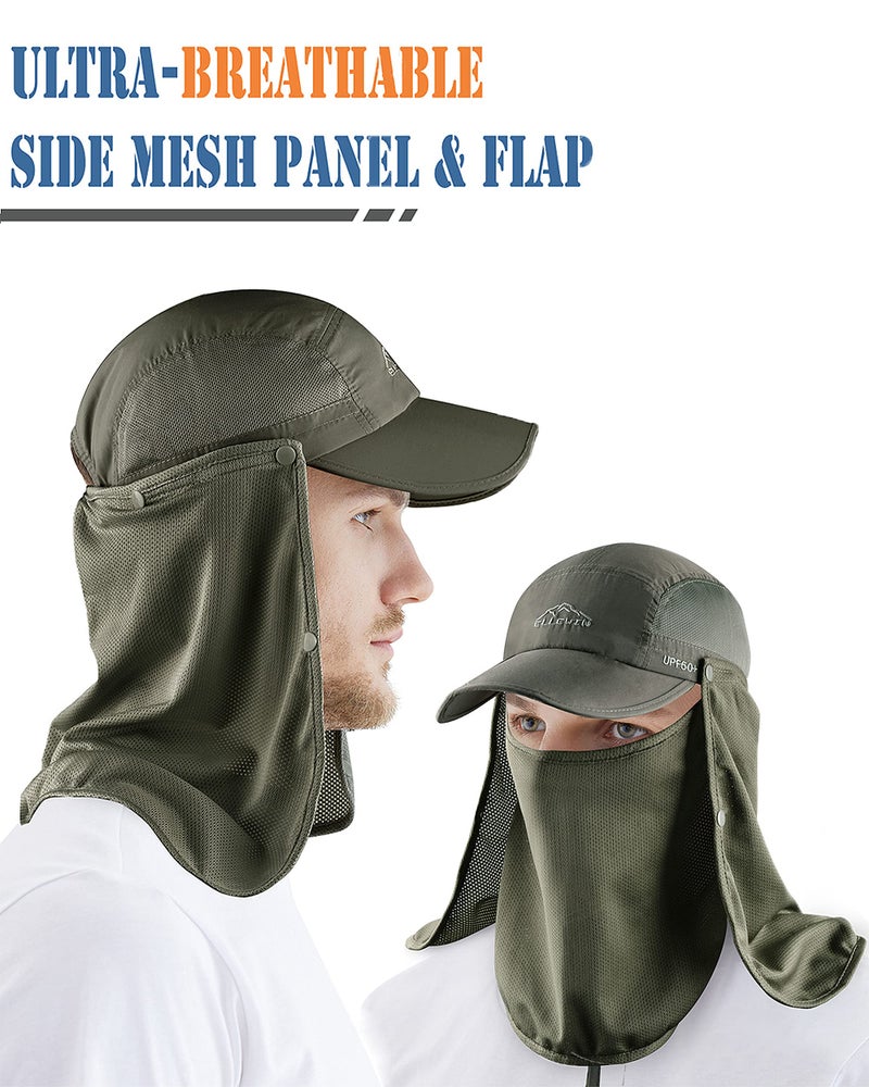 ELLEWIN Outdoor Sun Hat for Men Women UPF 50+ Fishing UV Hat with Neck Flap Face Cover for Sun Protection - Image 4