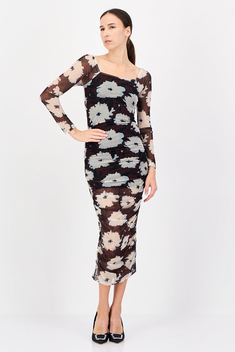 TOPSHOP Women Floral Print Bodycon Dress, Multicolor - Image 1