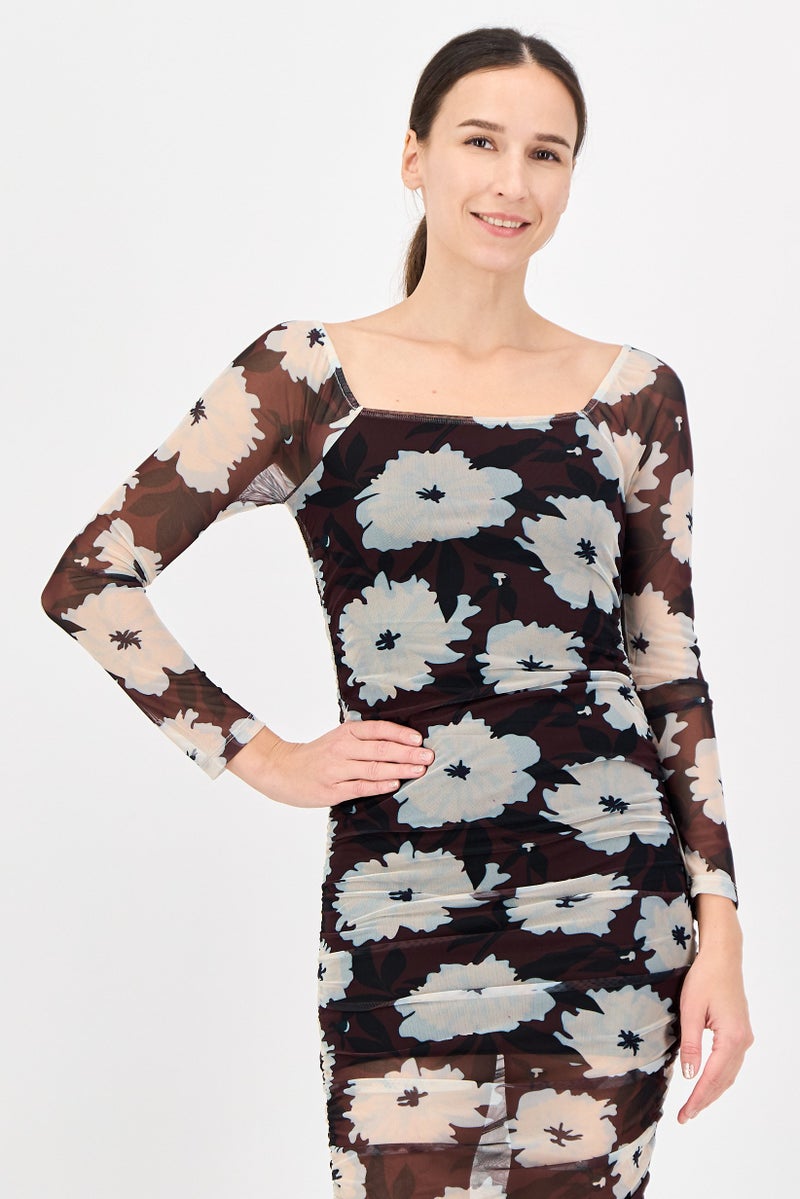TOPSHOP Women Floral Print Bodycon Dress, Multicolor - Image 4