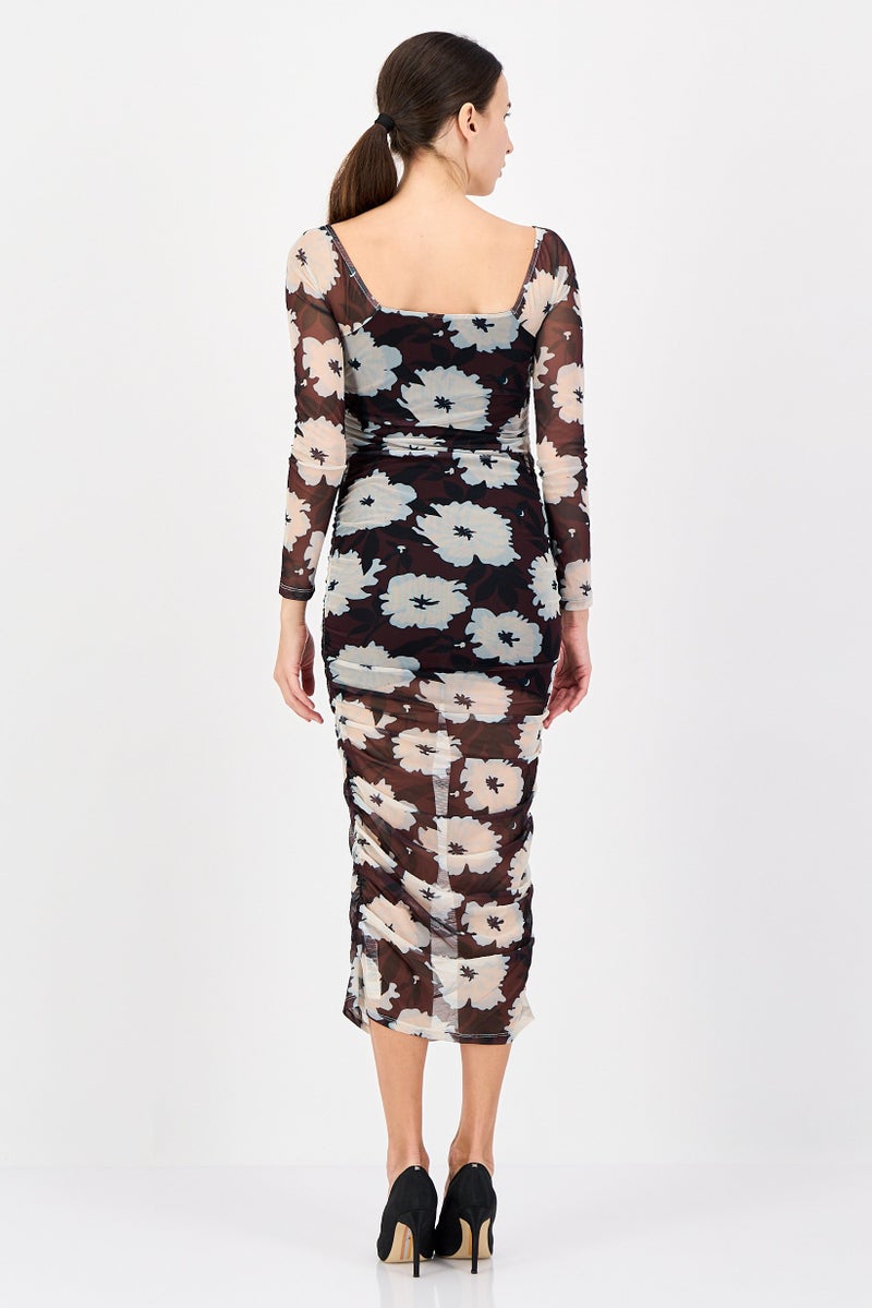 TOPSHOP فستان ضيق مزخرف بالورود للنساء، متعدد الألوان - Image 3