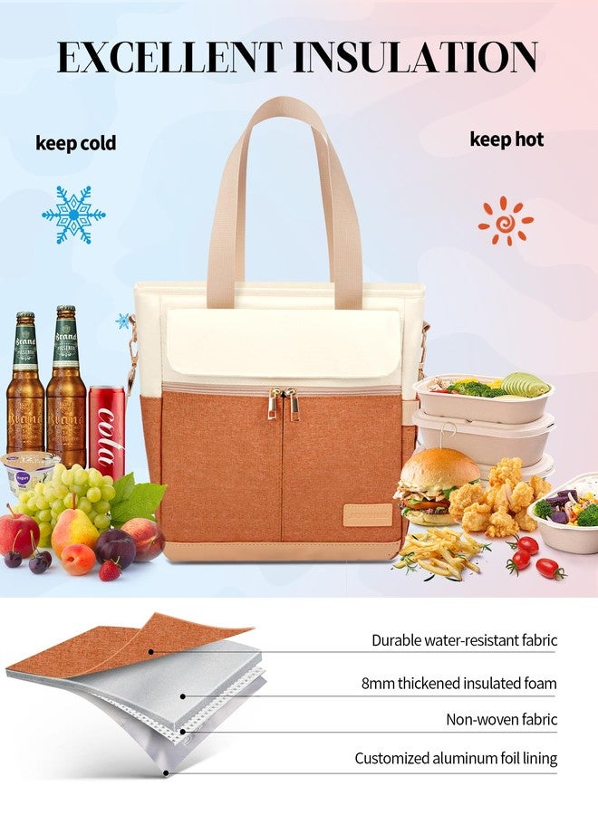 JOYHILL Lunch Bag for Women, Lunch Tote Leakproof Insulated Lunch Box with Shoulder Strap, Adult Reusable Lunch Cooler Tote Bags for Work Picnic Camping Beach (ORANGE) - Image 4