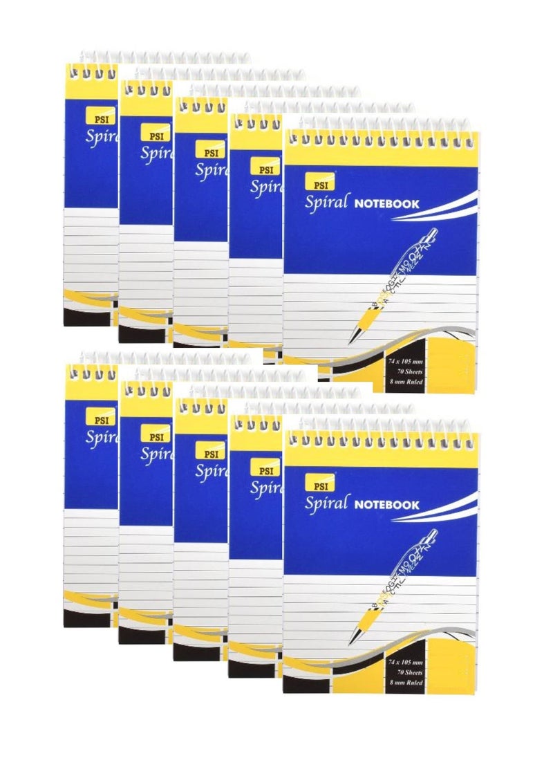 Psi 10-Piece A7 Pocket Size Spiral Notebook 70 Sheets  - Image 1
