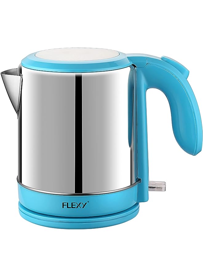 Flexy غلاية كهربائية لاسلكية من الفولاذ المقاوم للصدأ سعة 1.5 لتر مع سلك طاقة للتخزين وقاعدة دوارة 360 درجة ووظيفة القطع التلقائي ومؤشر LED وقوة 1500 واط