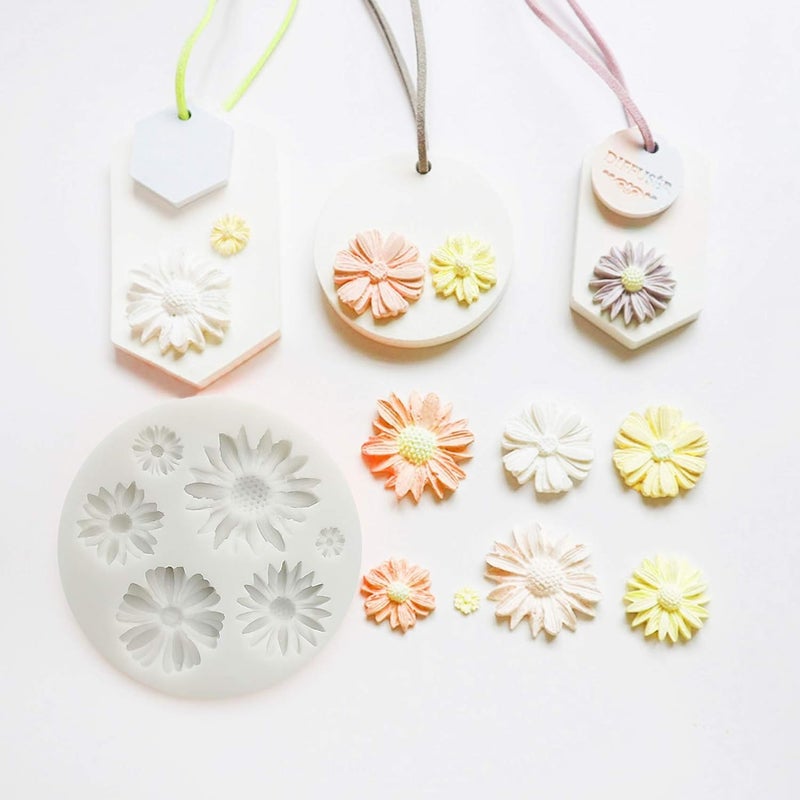 Husaini Mart HUSAINI MART Silicone Flower Molds for Cake Decoration Set of 4 FoodGrade Fondant Molds for Sunflowers Daisies and More Perfect for Cupcakes Chocolate Candy and DIY Crafts  - Image 4