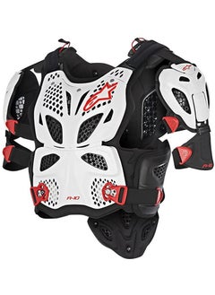 A10 Full Chest Protector White/Black/Red-XS/S