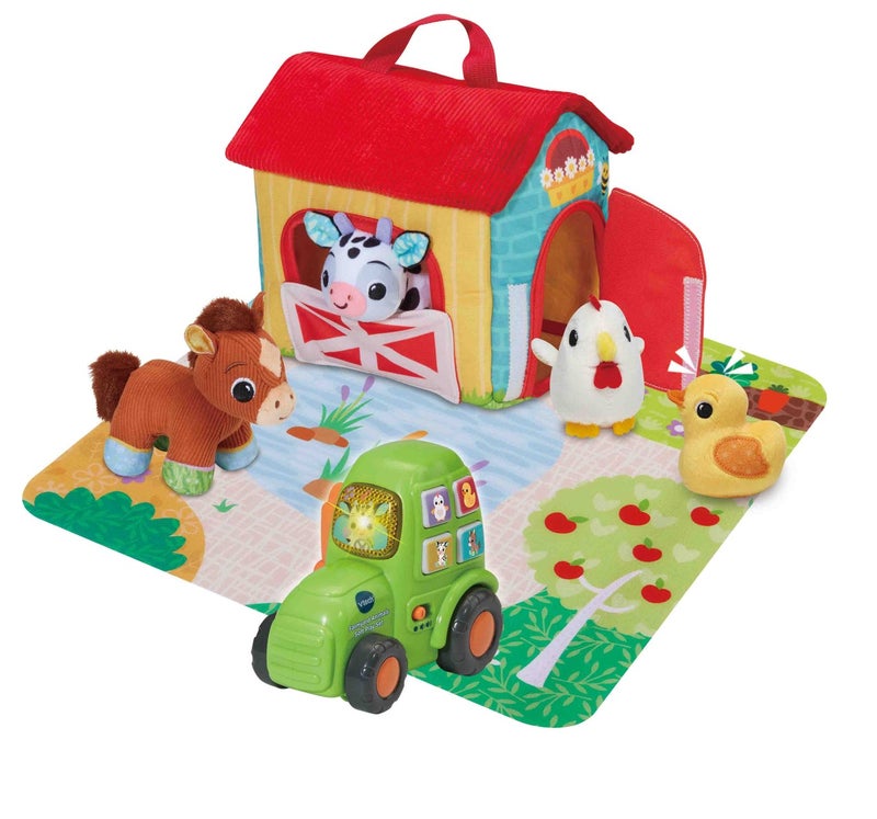 VTech Farmyard Animals Soft Play Set – Interactive Baby Toy with Plush Farm Animals, Tractor & Play Mat | Teaches Animal Sounds, Music & Imaginative Play | Portable Barn Storage - Image 1