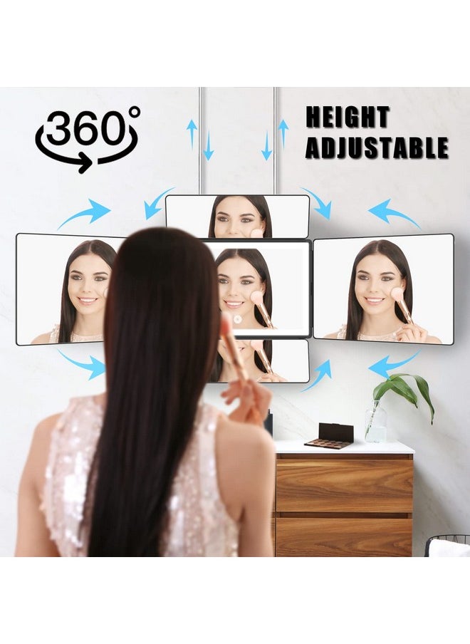 OLIBUY - OLIBUY 5 Way Mirror, 360 Mirror for Self Hair Cutting and Brading Hair, Rechargeable LED Barber Mirror with Adjustable Hooks - Image 1