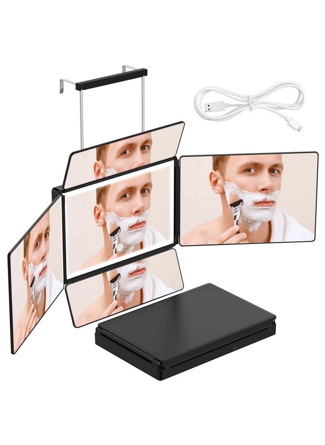 OLIBUY - OLIBUY 5 Way Mirror, 360 Mirror for Self Hair Cutting and Brading Hair, Rechargeable LED Barber Mirror with Adjustable Hooks - Image 1
