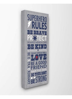 Stupell Industries The Kids Room By Stupell Grey And Navy Superhero Rules Typography Canvas Wall Art 10 X 24 Proudly Made In Usa Multicolor  - Image 2