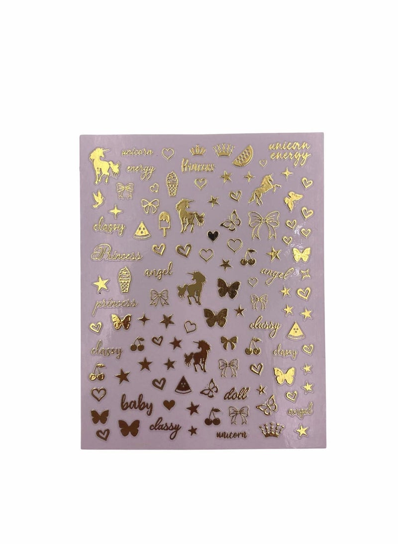 KASTWAVE Nail Art Stickers, 5 Sheets Luxury Nail Art Stickers Gold Love Design, 3D Self-Adhesive Thin Tips Nail Decorations Applique, for Women Girls DIY Nail Art Manicure Accessories Nail Wraps Decor - Image 4