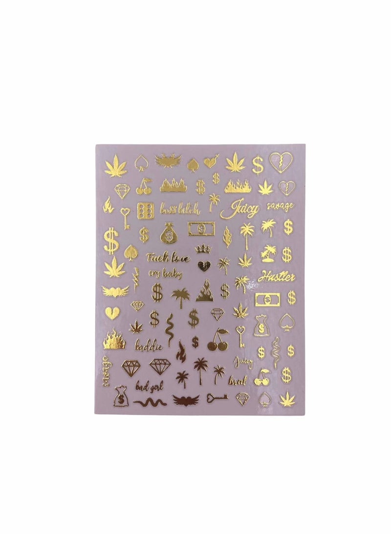 KASTWAVE Nail Art Stickers, 5 Sheets Luxury Nail Art Stickers Gold Love Design, 3D Self-Adhesive Thin Tips Nail Decorations Applique, for Women Girls DIY Nail Art Manicure Accessories Nail Wraps Decor - Image 5
