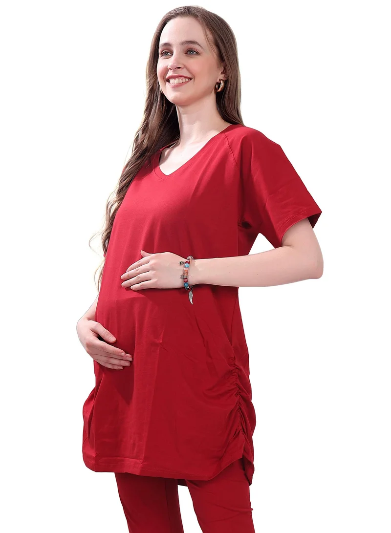 Tummy  TUMMY Combo Pack of 2 Maternity Red and Green T-shirt for Women | Best Price UAE