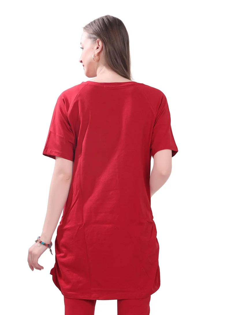 Tummy  TUMMY Combo Pack of 2 Maternity Red and Green T-shirt for Women | Best Price UAE