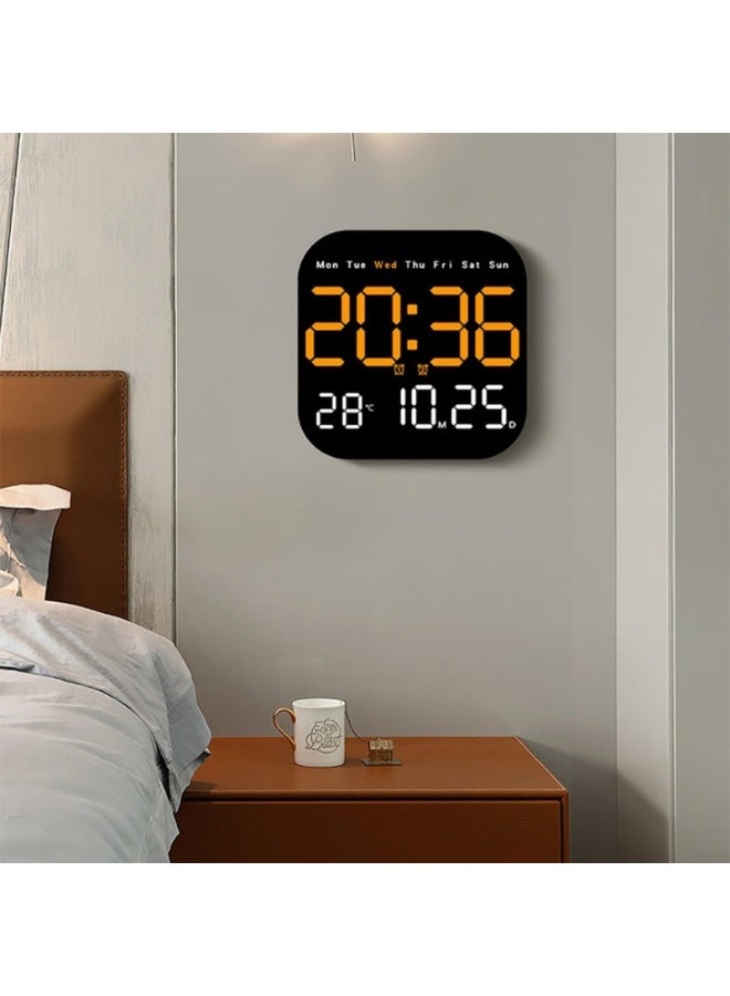 أوشيما ساعة جدار رقمية LED ، ساعة جدار رقمية للمنزل ، ساعة LED متعددة الوظائف مع توقيت مع جهاز التحكم عن بعد لغرفة المعيشة والمطبخ والمدرسة (البرتقالي) - Image 5