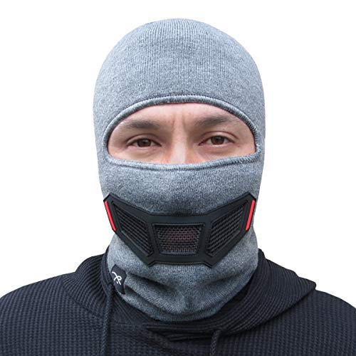 Grace Folly Knit Balaclava Full Face Winter Ski Mask with Vented Mouthpiece (Light Grey) - Image 5