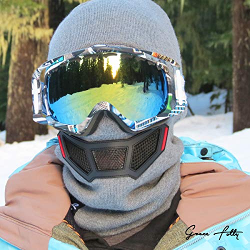 Grace Folly Knit Balaclava Full Face Winter Ski Mask with Vented Mouthpiece (Light Grey) - Image 2