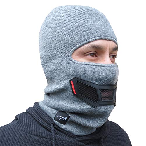 Grace Folly Knit Balaclava Full Face Winter Ski Mask with Vented Mouthpiece (Light Grey) - Image 1