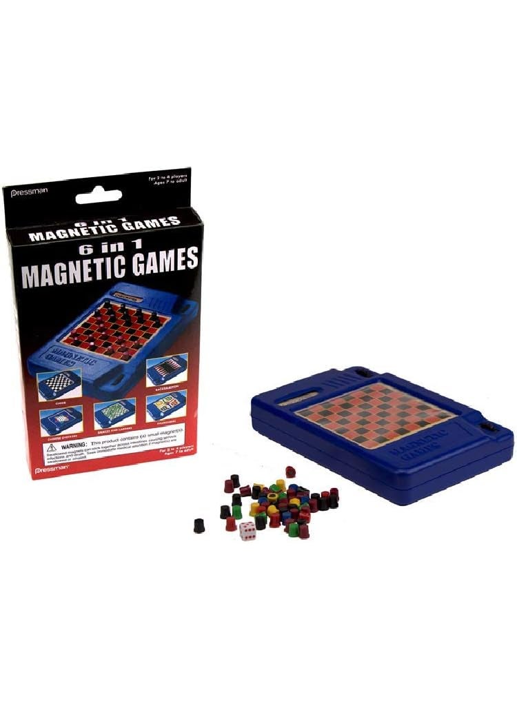 Pressman Pressman 6in1 Travel Magnetic Games  Turn A Knob and A New Game Appears Multi Color 5  - Image 2