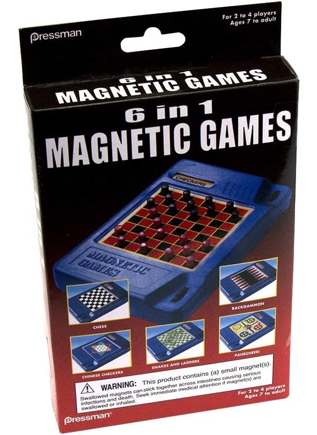 Pressman Pressman 6in1 Travel Magnetic Games  Turn A Knob and A New Game Appears Multi Color 5  - Image 1