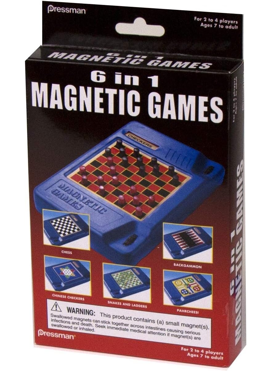 Pressman Pressman 6in1 Travel Magnetic Games  Turn A Knob and A New Game Appears Multi Color 5  - Image 4