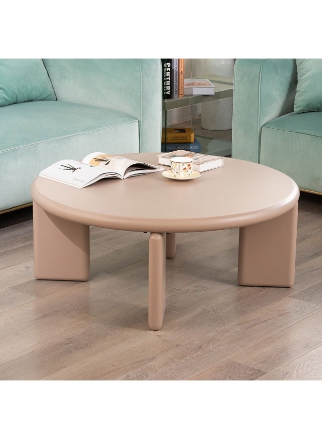 DANUBE HOME Morisson Round Coffee Table | Multifunctional Living Room Desk | Space Saving Center Table | Modern Design Furniture For Home Living Room L100xW100xH40cm - Taupe - Image 1