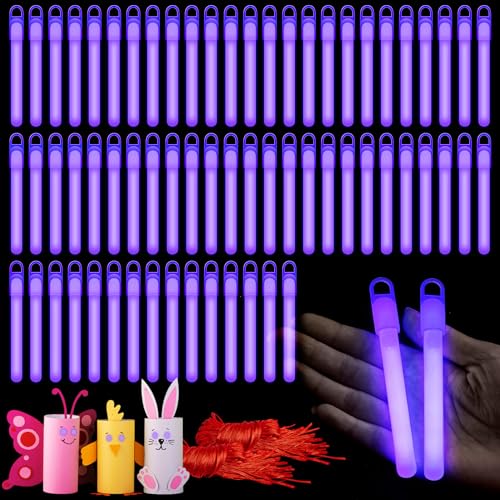 Lewtemi 100 Pack 4 or 6 Bright Glow Sticks Bulk Glow in the Dark Party Supplies Birthday and Holidays 4 InchPurple - Image 1