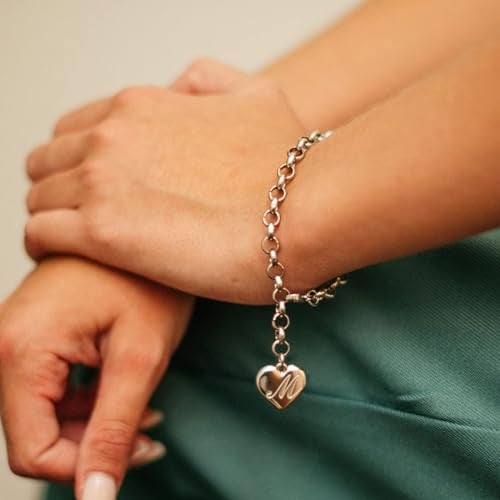 Monily Initial Charm Bracelets for Women Stainless Steel Charm Bracelets for Women Letters K Alphabet Heart Bracelet Jewelry Gifts for Women - Image 2