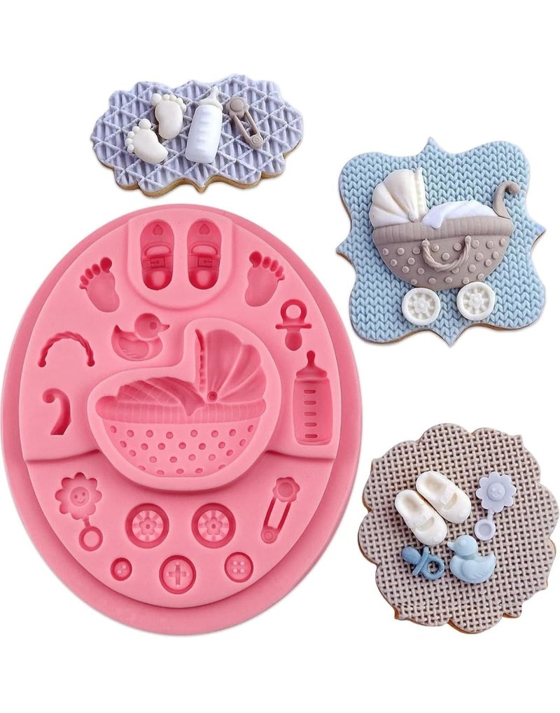 Eoast Eoast Baby Stroller Chocolate Baby Showers Cake Decorating Fondant Molds for Cupcake Toppers Baby Showers Dessert Candies Cookies Polymer Clay Resin Mold Scented Wax Silicone Candle Mould  - Image 5