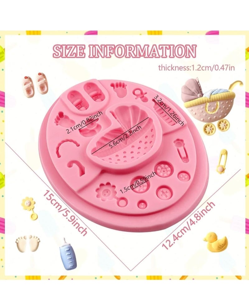 Eoast Eoast Baby Stroller Chocolate Baby Showers Cake Decorating Fondant Molds for Cupcake Toppers Baby Showers Dessert Candies Cookies Polymer Clay Resin Mold Scented Wax Silicone Candle Mould  - Image 2