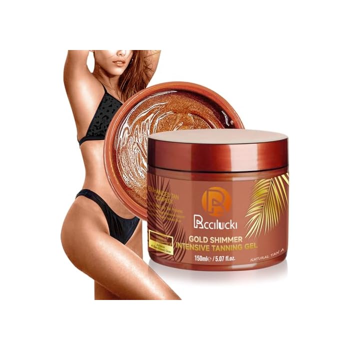 Golden Shimmer Tanning Accelerator Gel - Intensifies Natural Tan Under Sun/Beds | With Carrot Oil & 2% DHA | 5 Fl Oz