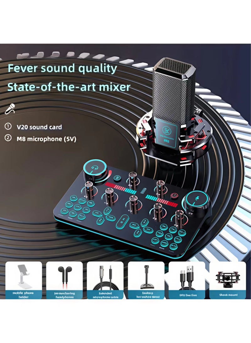 V20 Live Broadcast Equipment, Full Set Of Sound Card, Dedicated To Mobile Phone, Network Red Tiktok, Anchor Recording, Karaoke Microphone - Image 2
