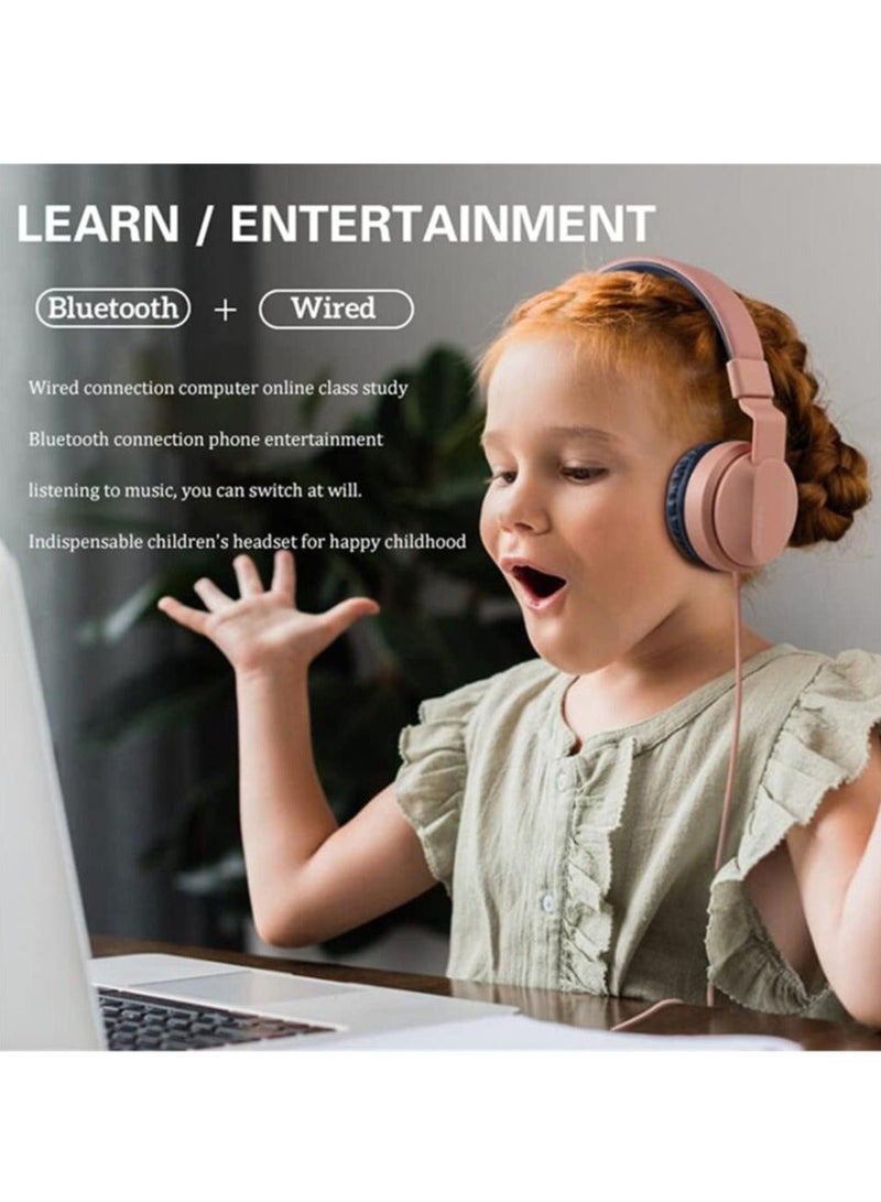 فينجر تايم سماعات الأذن اللاسلكية BOBO-1 بلوتوث للأطفال بتصميم فوق الأذن بسماعات خفيفة ووسائد أذن ناعمة للارتداء لفترات طويلة (وردي) - Image 4