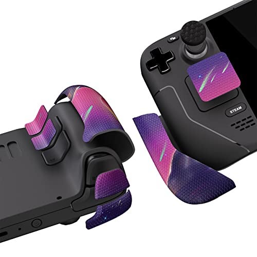 PlayVital Professional Textured Soft Rubber Pads Handle Grips for Steam Deck LCD & OLED, Trackpads Skin Grip Enhancement Back Button Protective Stickers Set with Thumb Grip Caps - The Cyber Moon - Image 5
