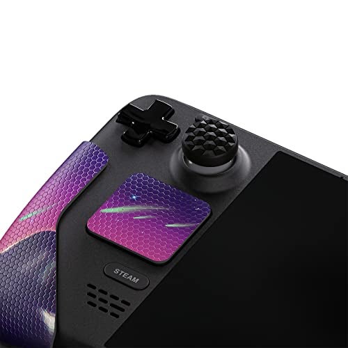 PlayVital Professional Textured Soft Rubber Pads Handle Grips for Steam Deck LCD & OLED, Trackpads Skin Grip Enhancement Back Button Protective Stickers Set with Thumb Grip Caps - The Cyber Moon - Image 4
