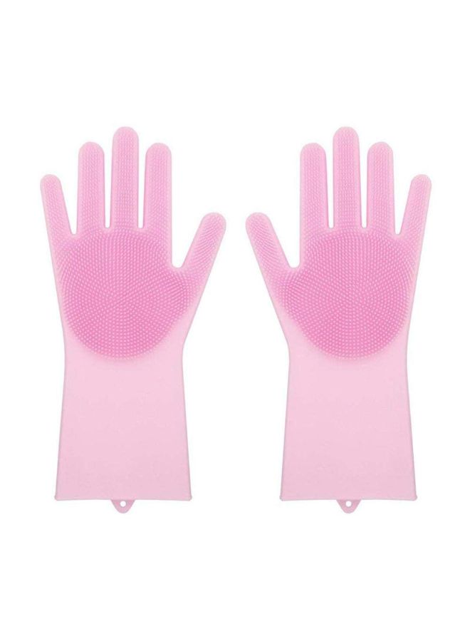 Magic Silicone Gloves With Wash Scrubber Pink 35.7 x 16.5centimeter - Image 2