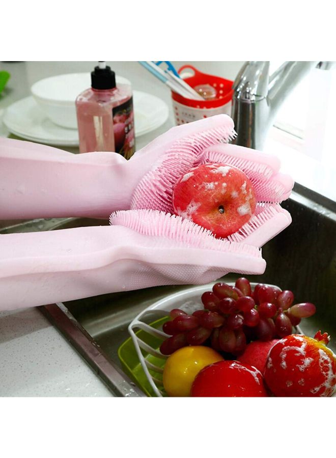 Magic Silicone Gloves With Wash Scrubber Pink 35.7 x 16.5centimeter - Image 3