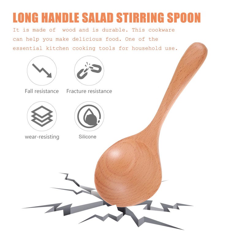 Small Beech Wood Duckbill Spoon Kitchen Cooking Stirring Serving Ladle - Image 4